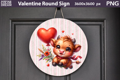 Valentine Round Sign | Cute Cow Door Sign Product Image 1
