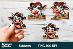 Funny cow stickers PNG | Cute farm animal sticker printable Product Image 1
