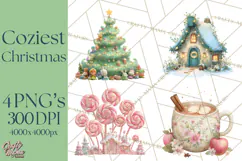 Cozy Christmas Clipart, Warm Winter Holiday PNG Product Image 1