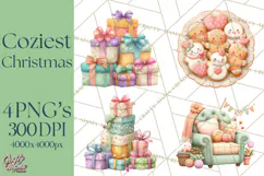 Cozy Christmas Clipart, Warm Winter Holiday PNG Product Image 1