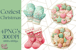 Cozy Christmas Clipart, Warm Winter Holiday PNG Product Image 1