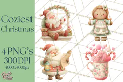 Cozy Christmas Clipart, Warm Winter Holiday PNG Product Image 1