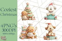 Cozy Christmas Clipart, Warm Winter Holiday PNG Product Image 1