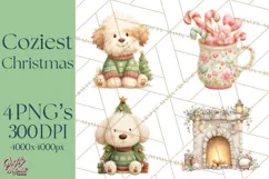 Cozy Christmas Clipart, Warm Winter Holiday PNG Product Image 1