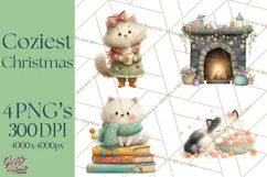 Cozy Christmas Clipart, Warm Winter Holiday PNG Product Image 1
