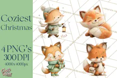 Cozy Christmas Clipart, Warm Winter Holiday PNG Product Image 1