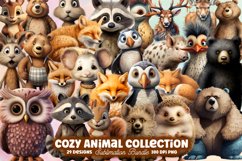 Cozy Animal Collection Sublimation Bundle, Watercolor Clipart AI Prompts Kit, Cute Baby Farm Animals Clipart, Baby Animals Clipart, Animal Sublimation, Farmhouse Clipart, Baby Cow Clipart
