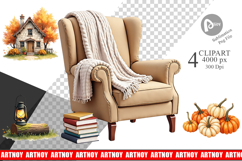 Cozy Autumn Cottage Clipart Product Image 1