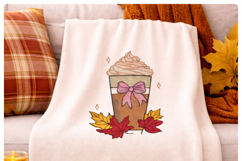Coffee cup, Pumpkin spice, Fall leaves. Machine embroidery Product Image 2