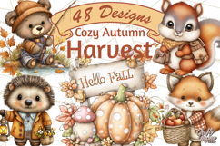 Cozy Autumn Harvest Animals and Props, Fall Clipart, PNG Product Image 1