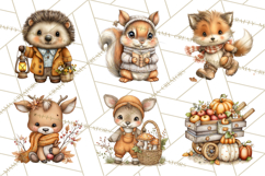 Cozy Autumn Harvest Animals and Props, Fall Clipart, PNG Product Image 9