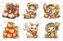 Cozy Autumn Harvest Animals and Props, Fall Clipart, PNG Product Image 7