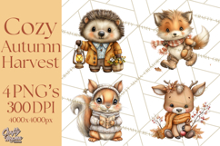 Cozy Autumn Harvest Animals and Props, Fall Clipart, PNG Product Image 1