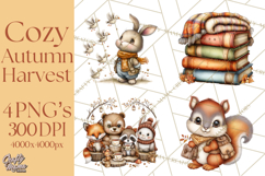 Cozy Autumn Harvest Animals and Props, Fall Clipart, PNG Product Image 1