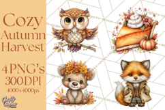 Cozy Autumn Harvest Animals and Props, Fall Clipart, PNG Product Image 1