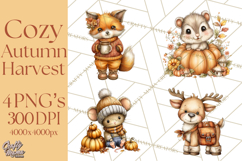 Cozy Autumn Harvest Animals and Props, Fall Clipart, PNG Product Image 1