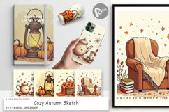 Cozy Autumn Sketch Digital Paper Product Image 1