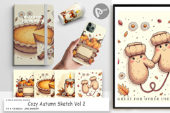 Cozy Autumn Sketch Digital Paper Product Image 1