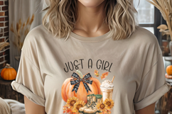 Just a Girl Who Loves Fall PNG, Cute Autumn pumpkin clip art Product Image 2