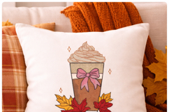 Coffee cup, Pumpkin spice, Fall leaves. Machine embroidery Product Image 4