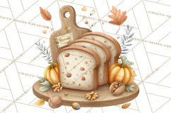 Cozy Fall Baking Clipart PNG, Pumpkin Pie Apple Bread Png Product Image 3