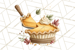 Cozy Fall Baking Clipart PNG, Pumpkin Pie Apple Bread Png Product Image 5