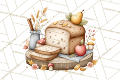 Cozy Fall Baking Clipart PNG, Pumpkin Pie Apple Bread Png Product Image 2
