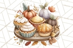 Cozy Fall Baking Clipart PNG, Pumpkin Pie Apple Bread Png Product Image 3