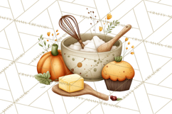 Cozy Fall Baking Clipart PNG, Pumpkin Pie Apple Bread Png Product Image 5