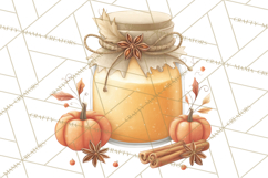 Cozy Fall Baking Clipart PNG, Pumpkin Pie Apple Bread Png Product Image 5