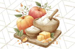 Cozy Fall Baking Clipart PNG, Pumpkin Pie Apple Bread Png Product Image 2