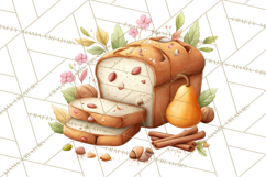 Cozy Fall Baking Clipart PNG, Pumpkin Pie Apple Bread Png Product Image 4