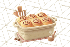 Cozy Fall Baking Clipart PNG, Pumpkin Pie Apple Bread Png Product Image 2