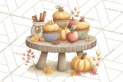 Cozy Fall Baking Clipart PNG, Pumpkin Pie Apple Bread Png Product Image 4