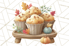 Cozy Fall Baking Clipart PNG, Pumpkin Pie Apple Bread Png Product Image 4