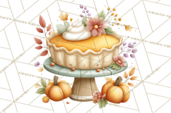 Cozy Fall Baking Clipart PNG, Pumpkin Pie Apple Bread Png Product Image 3