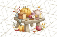 Cozy Fall Baking Clipart PNG, Pumpkin Pie Apple Bread Png Product Image 2