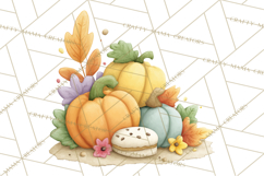 Cozy Fall Baking Clipart PNG, Pumpkin Pie Apple Bread Png Product Image 3