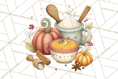Cozy Fall Baking Clipart PNG, Pumpkin Pie Apple Bread Png Product Image 2
