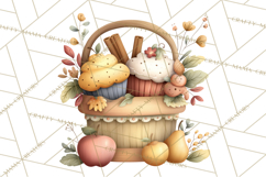 Cozy Fall Baking Clipart PNG, Pumpkin Pie Apple Bread Png Product Image 4