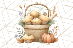 Cozy Fall Baking Clipart PNG, Pumpkin Pie Apple Bread Png Product Image 5
