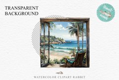 Cozy Beach Clipart Summer Porch PNG Sea Ocean Window House cute decor tropical cottage core graphics digital 