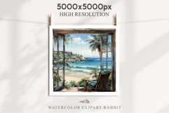 Cozy Beach Clipart Summer Porch PNG Sea Ocean Window House cute decor tropical cottage core graphics digital 