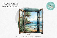 Cozy Beach Clipart Summer Porch PNG Sea Ocean Window House cute decor tropical cottage core graphics digital 