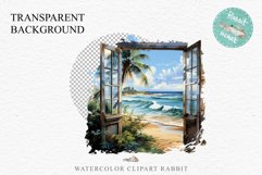 Cozy Beach Clipart Summer Porch PNG Sea Ocean Window House cute decor tropical cottage core graphics digital 