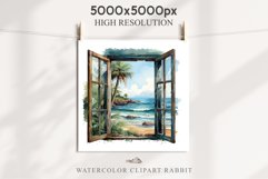 Cozy Beach Clipart Summer Porch PNG Sea Ocean Window House cute decor tropical cottage core graphics digital 
