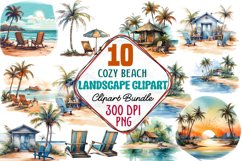Cozy Beach Landscape Clipart Bundle, Beach Landscape Clipart, Beach Landscape Sublimation, Beach Landscape Watercolor Clipart, Watercolor Beach Landscape, Beach Landscape Watercolor, Beach Landscape PNG, Beach Landscape,  Watercolor Beach, Beach Fashion C