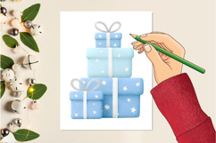 Cozy Blue Winter Watercolor Clipart Product Image 2
