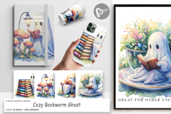 Cozy Bookworm Ghost Digital Paper Product Image 1