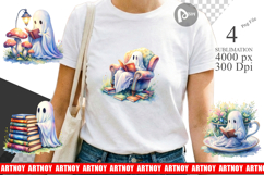 Cozy Bookworm Ghost Sublimation Product Image 1
